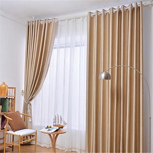 MEILIANJIA High-end Atmospheric Embossing Blackout Thickened Grommet Solid Color Multi Size/Color Environmental Health Curtains 50" W x 84" L(One Panel),Golden