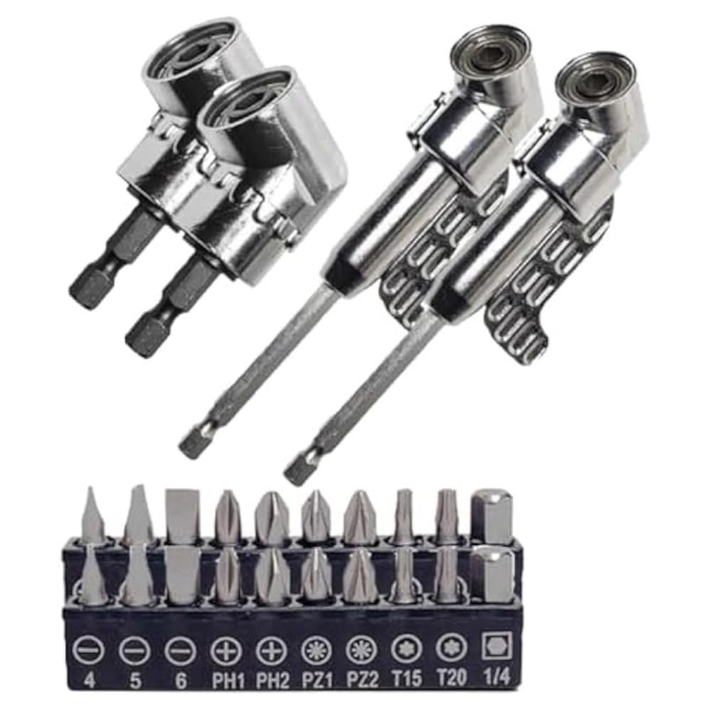 Erpmlyo Corner Tool Screw Hub, Multi-Function Bend Screwdriver Bit, 360° Rotatable 1/4in 3/8in 1/2in Socket Adapter Set