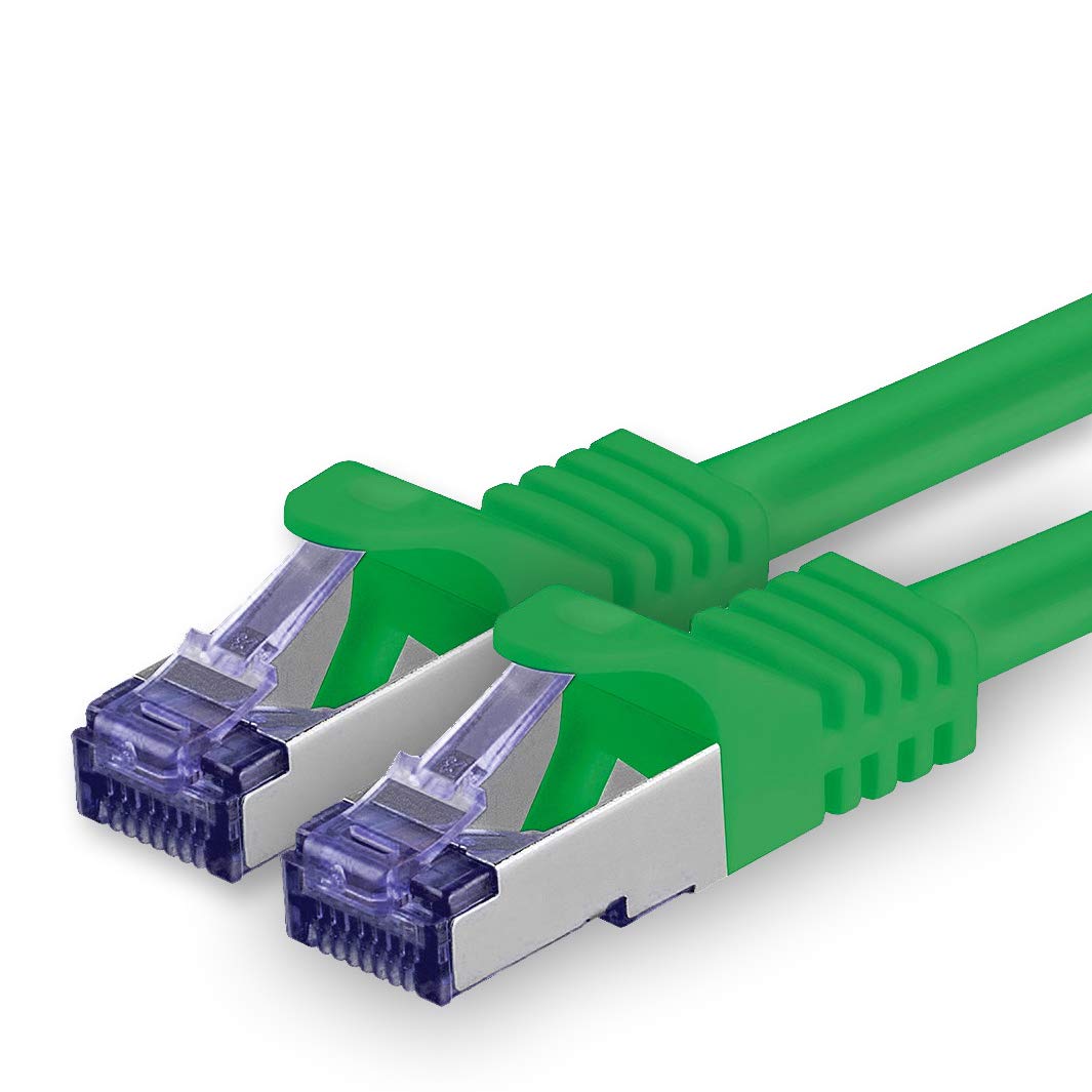 1aTTack.de Cat.7 network cable 20m - green - 1 piece - Cat7 patch cable (SFTP/PIMF/LSZH) raw cable 10 Gb/s with Rj 45 connector Cat.6a - 1 x 20 meters green