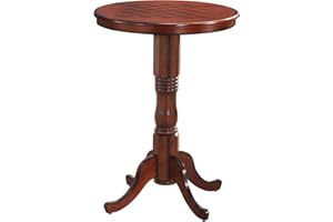 Giantex Round Dining Table, 30" D X 42" H, Wooden Pub Pedestal Side Table W/Chessboard, Adjustable Foot Pads, Multi-Purpose Dinner Table for Small Space, Kitchen, Dining Room, Restaurant (Walnut)
