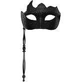 Pretishows Masquerade Mask for Men Handheld Venetian Mask Halloween Mask for Party Prom Ball Costume Mask
