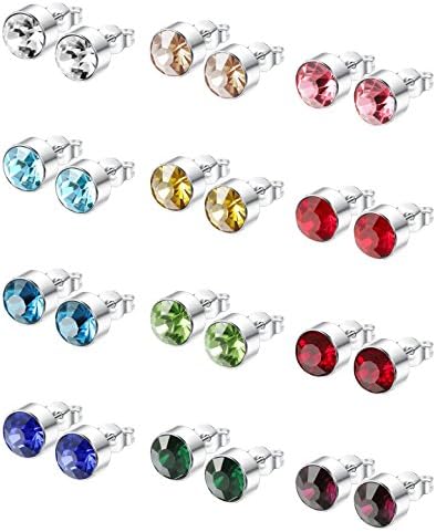 ジェイスタイル 12色12ペアセット レディース ピアス Czジルコニア 品質保証 イヤリング 金属アレルギー対応 サージカルステンレス316l製 Czジルコニアの直径 8mm スタッドピアス