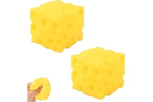 2 Pcs Cheese Squishy,Yellow Big Cheese,Slow Rising Yellow Big Cheese Squishy for Stress Relief,Soft Rebounding Foam Bread Squ
