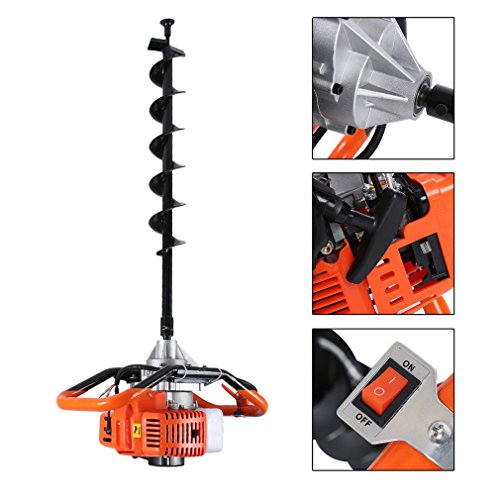 GiODLCE 52CC Gas Powered Post Hole Digger 2-Cycle Earth Auger, Ground Drill with 3 bits (5" & 6" & 8") (Digger + 6" bits)