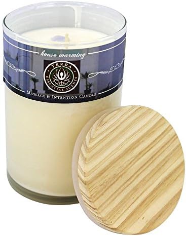 HOUSE WARMING by House Warming: MASSAGE &amp; INTENTION SOY CANDLE 12 OZ TUMBLER. A PEPPERMINT, VANILLA &amp; LAVENDAR WITH BLUE LACE AGATE GEMSTONE. BURNS APPROX. 30+ HOURS