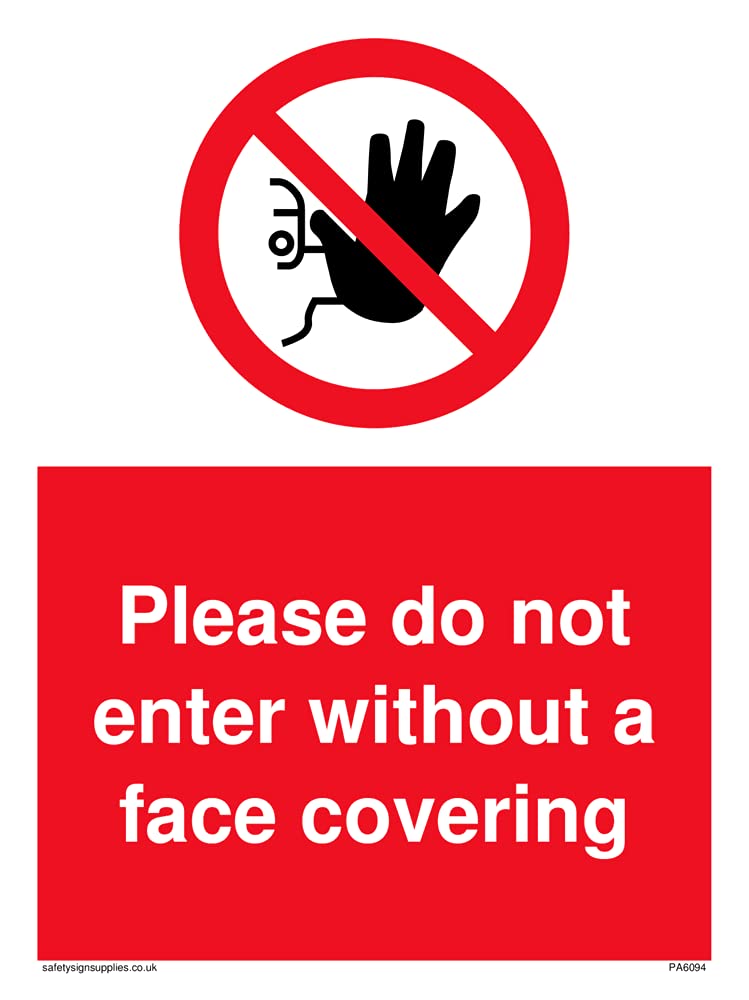 Pack of five - Please do not enter without a face covering Sign - 150x200mm - A5P