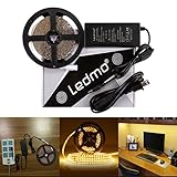 LEDMO LED Light Strip, SMD 2835 Warm White 3000K LED Strip Lights, Dimmable, Non-Waterproof, DC12V 600LEDs 16.4Ft LED Ribbon,LED Tape Ribbon,Decoration Led Ribbon With Power Supply