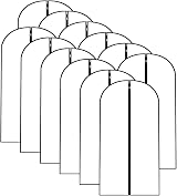 HomeClean Hanging Garment Bags 12 Pack Breathable PEVA with Zip Clear Design