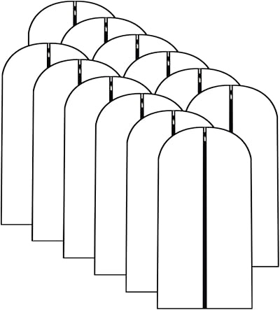 HomeClean Hanging Garment Bags 12 Pack Breathable PEVA with Zip Clear Design