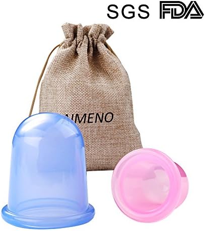 Silicone Cupping Anti Cellulite Cups Set Medical Therapy Vacuum Massage for Body Detoxification, Joint and Muscle Soreness Relief Cellulite Treatment Pain Relief 1pcs Large Blue &amp; 1pcs Medium Pink