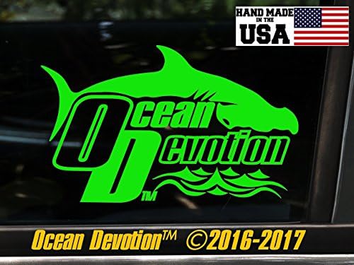 Hammerhead Shark “Ocean Devotion™” Vinyl Decal 5h x 8w Inches - Keywords... Salt Life, Reel Life, Beach Life, Sea Life, Fishing, Automobile, Car, Truck, Boat, Window, Bumper Sticker