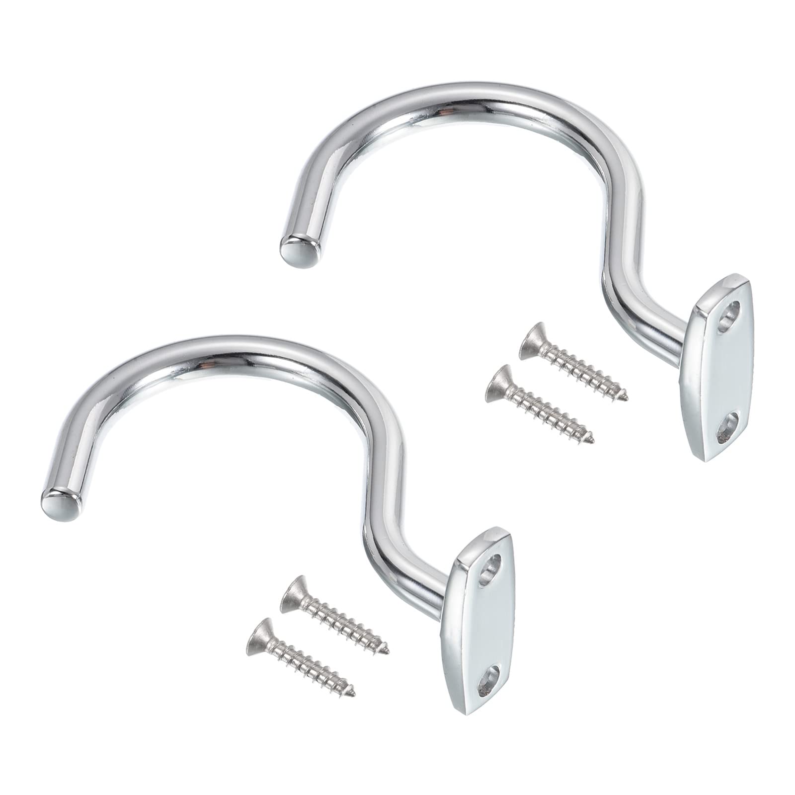 PATIKIL Bridge Stick and Ball Rack Hooks, 2 Pack Snooker Pool Cue Racks Bridge Stick Pool Hook with Mounting Screws for Snooker Table Accessories, Silver Tone