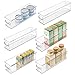 mDesign Plastic Stackable Food Storage Container Bin with Handles for Kitchen, Pantry, Cabinet, Fridge, Freezer - Long Narrow Organizer for Snacks, Produce, Vegetables, Pasta, 6 Pack - Clear