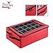Ornament Storage Box - Zippered Lid Organizer with 48 Individual Compartments and Dividers for Christmas Bulbs and Decorations by Tiny Tim Totes (Red)