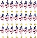24 Pack USA US Desk Flags,Small Mini American