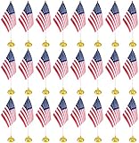 24 Pack USA US Desk Flags,Small Mini American