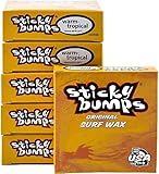 Sticky Bumps Warm/Tropical Water Surfboard Wax, White, 6 Pack
