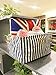 GreenForest Cotton Blend Linen Convenient Collapsible Storage Bin Basket With Totes,1 Closet Drawer ,Dark blue Strips(16x12x10inches)