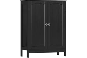 Iwell Bathroom Cabinet, Bathroom Storage Cabinet with 2 Doors & 3 Shelves, 3 Heights Available, for Living Room, Entryway, Kitchen, Home Office, Black