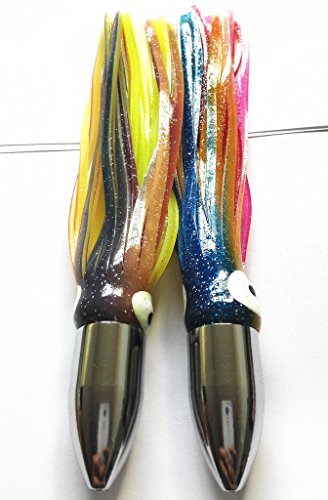 Krazywolf-75-Big-Game-Trolling-Lure-Skirted-Heavy-Chromed-Head35oz98g