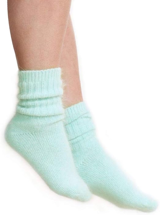 Walkon 3 Pairs Womens Angora Soft Warm Cozy Creamy Crew Sock (A. Mint