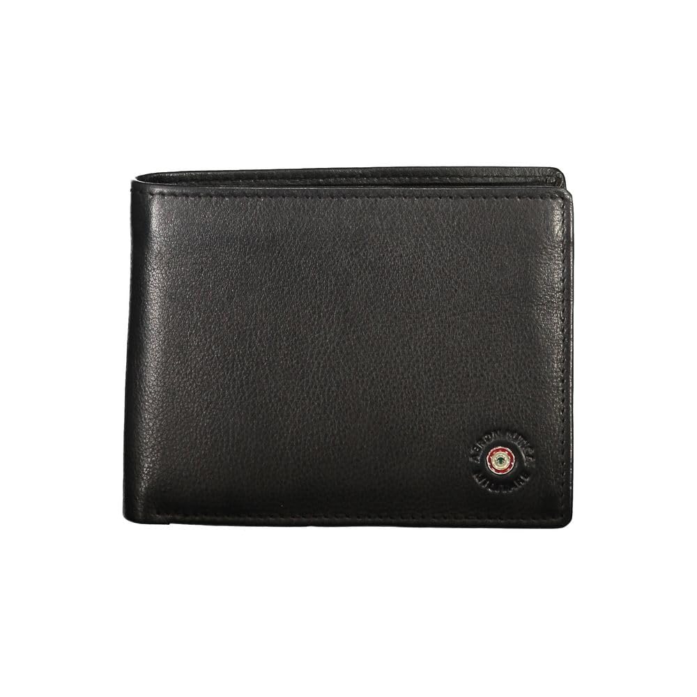 Leather wallet with ID window and RFID Aereonautica Militare NERO