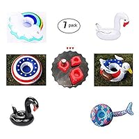 FAFA1808 Crab Pineapple Pizza Inflatable Water Row Inflatable Water Coaster Floating Beverage Cup Holder (7Pcs)
