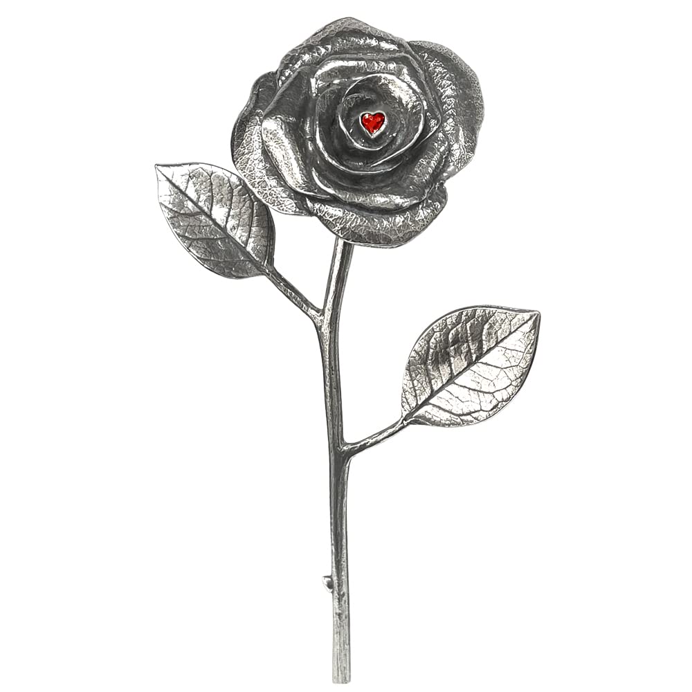 English Pewter Company 40th Ruby Wedding Anniversary Everlasting Forever Rose With Heart Crystal - Perfect Keepsake Gift For Husband Wife Him Her Boyfriend Girlfriend [ANN107]