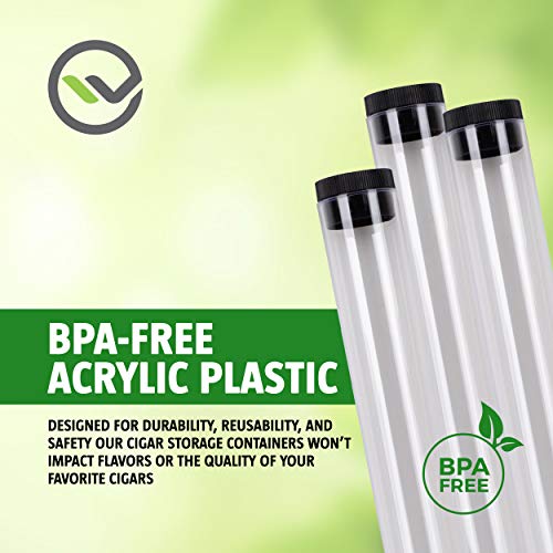 VeeBoost Cigar Tubes w/Pressure Fit Caps, Home Organizer, Personal Cigar Case, Travel Storage Containers | Clear, BPA-Free Acrylic | Reusable, Eco-Friendly (100)