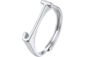 SILVERCUTE Initial Ring S925 Stamped Alphabet A-Z Stacking Ring Sterling Silver Sideways Statement Rings for Women Men, Adjustable Size #6-#12 Letter Name Ring with Gift Box