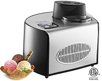 Gourmia GSI200 Automatic Ice Cream Maker Stainless Steel 1.6 Qt - Gelato, Sorbet and Frozen Yogurt Machine - Built-in Compressor and LCD Digital Display- Includes Free Recipe Book &ndash; 110/120V