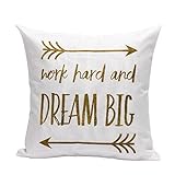 Ikevan Letters Cotton Linen Square Decorative Throw Pillow Case Cushion Cover (18" x 18") (C)