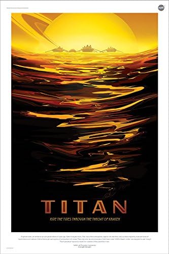 Titan: Ride The Tides Through The Throat Of Kraken - NASA JPL Space Tourism Travel Poster 12" x 18" (Unframed) - Certified Printed by DigitalFusion CTI with Archival inks in the U.S.A