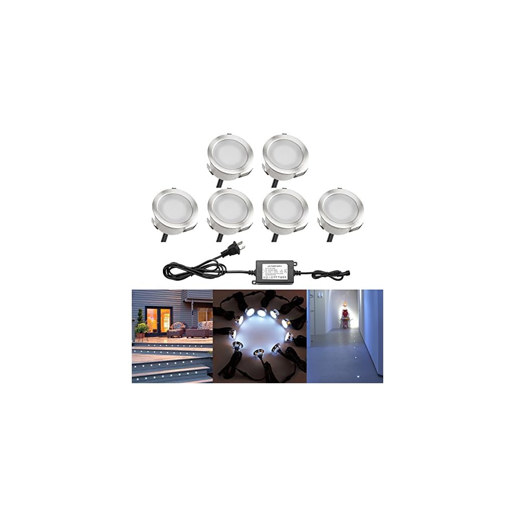 QACA Outdoor Deck Lights,LED Black Border Low Voltage 0.6W Landscape