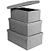 Decorative Storage Boxes with Lids Set of 3 - Fabric Nesting Storage Baskets for Shelves - Closet Organizer Nursery Bins - Gray Stylish Decor Gift Boxes Large/Medium/Small Sizes