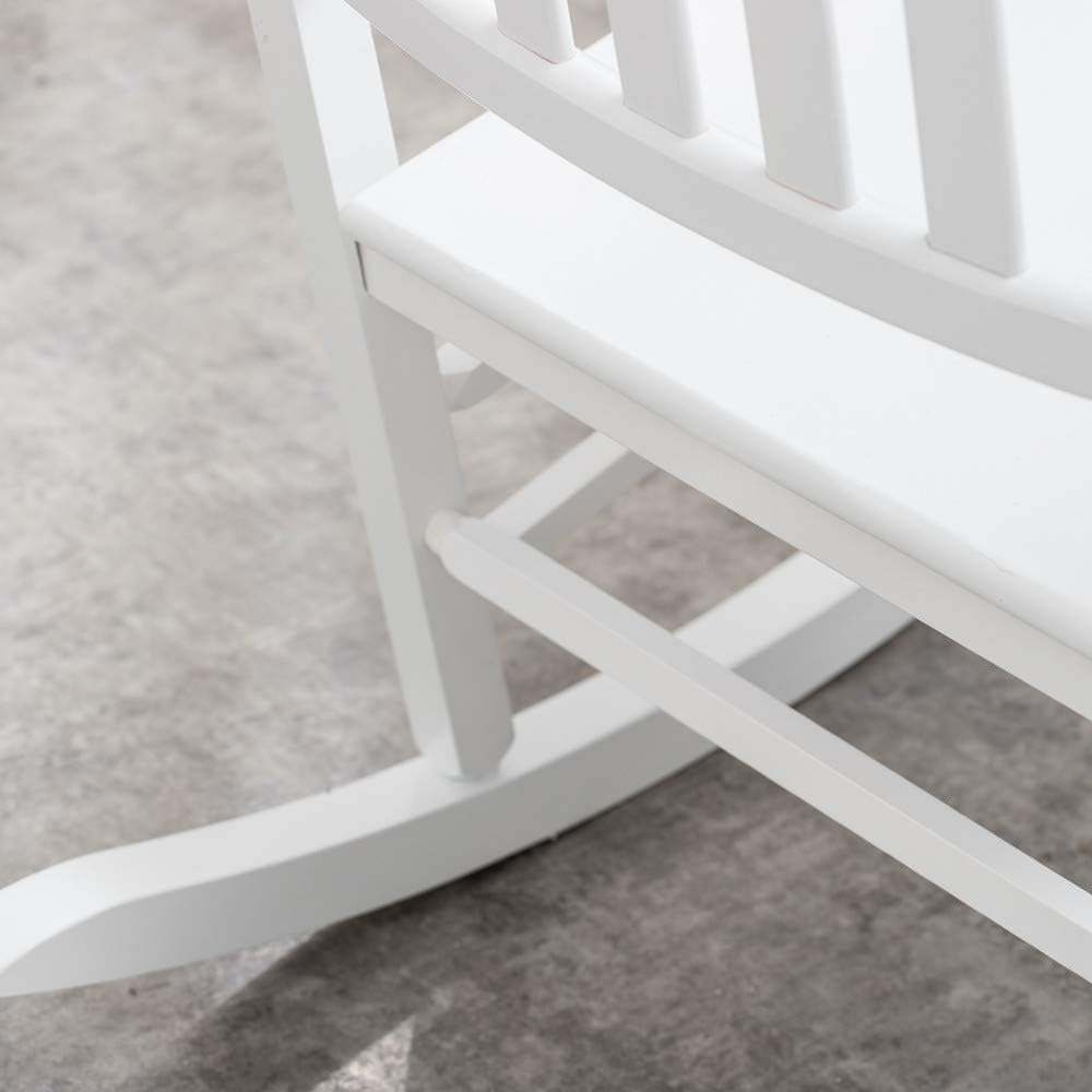 B&Z KD-25W Wooden Rocking Chair Heirloom Contoured Porch Rocker Indoor Outdoor (White) : Garden & Outdoor