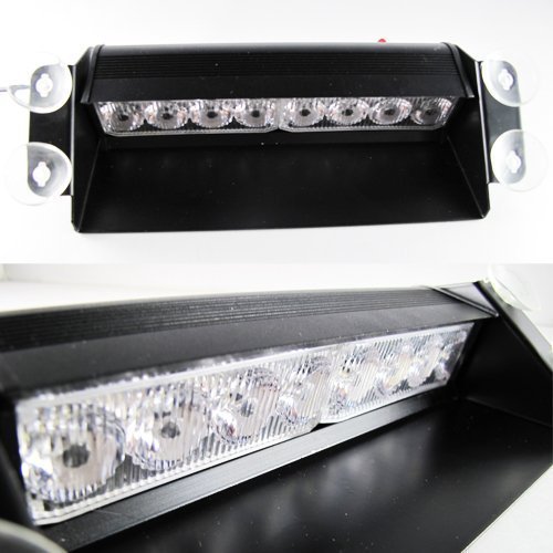 8 LED Warning Caution Car Van Truck Emergency Strobe Light Lamp For Interior Roof / Dash / Windshield (Red)