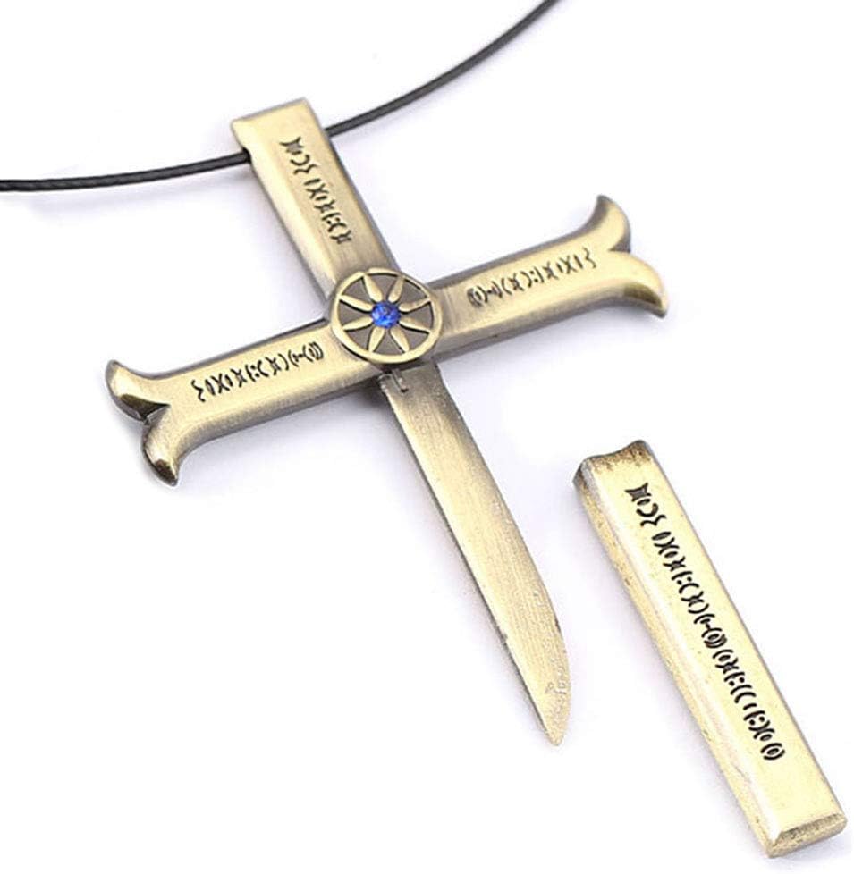 One Piece Anime Dracule Mihawk Alloy Weapon Pendant Necklace Novelty Anime Cartoon Accessories Anime Fans Gift(Ancient Copper)