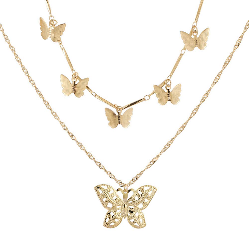 Download Gold Pendant Necklace Double Layer Butterfly Female Long Clavicle Chain Pendant Necklaces For Valentine S Day Choker Jewellery Gift Buy Online In Botswana At Botswana Desertcart Com Productid 201633979