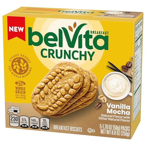 BELVITA BREAKFAST BARS BISCUITS, VANILLA MOCHA, 5 PACKS (4 BISCUITS PER PACK)