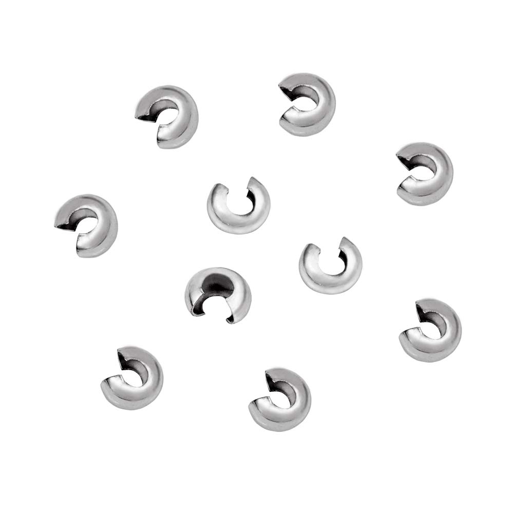 PandaHall Elite about 200pcs Stainless Steel Crimp Bead Covers 6x5x3mm Half Round Crimp Cover Clamp Tips Knot Cover Findings for Jewellery Making