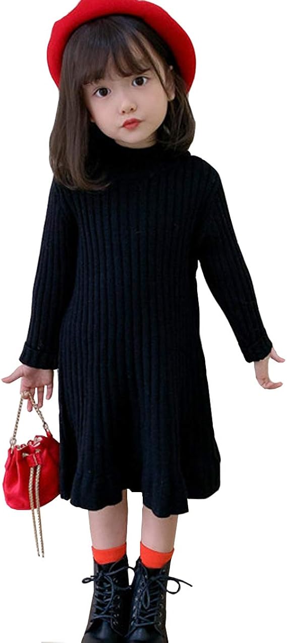 Amazon 水田亜木 子供服 女の子 ワンピース 秋冬 子供 ニットワンピース 防寒 長袖 Aライン ひざ丈 保温性 小学生 女児 韓国 無地 通学 春秋 シンプル ガールズ ジュニア キッズ 冬 柔らかい プリンセス ワンピース チュニック 通販