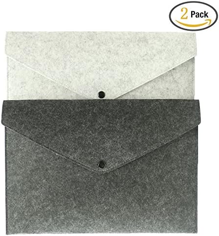 2 Pack A4 Filing Envelopes File Document Folder Felt Holder Handbag Button Closure By Kercan (No Handle)