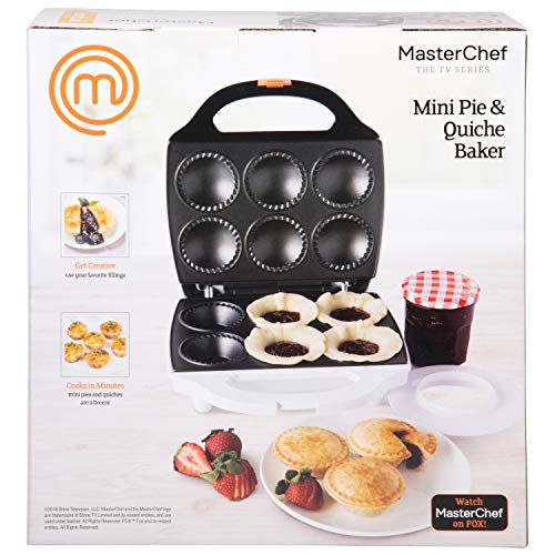 MasterChef Mini Pie and Quiche Maker- Pie Baker Cooks 6 Small Pies and Quiches in Minutes- Non-stick Cooker w Dough Cutting Circle for Easy Dough Measurement (1)