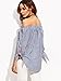 SheIn Women's Striped Off The Shoulder Tie Cuff Blouse - Navy Large