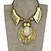 SUMAJU Statement Necklace, Collar Chain Statement Necklace Pendant Vintage Gold Tone Cream Lucite Carved Teardrop