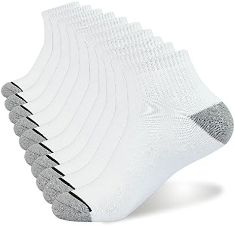 Yock Men's White Cotton Low Cut Terry Loop Sport Socks Pack of 10 (US 10-13, White)
