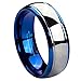 QUEENWISH 6/8mm Tungsten Carbide Wedding Bands Blue Silver Dome Bridal Engagement Rings for Couples