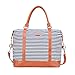 Women's Travel Duffel Bag LOSMILE Carry-on Bag Weekend Tote Bag Overnight Bag (Navy Blue Stripe)