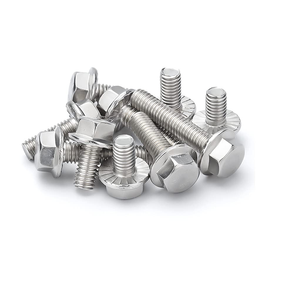 BOZONLI Flanged Hex Bolt (Fully Threaded Setscrew), Stainless Steel Flange Hexagon Screws, M8×25mm,5 pcs